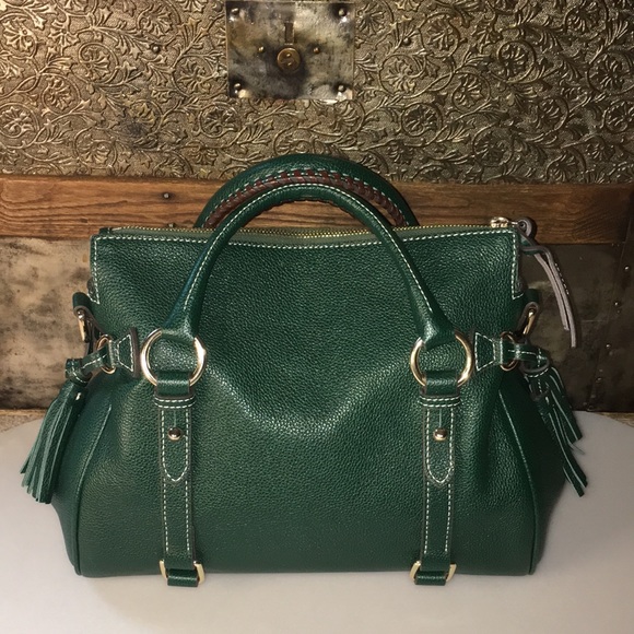 Dooney & Bourke small Sorrento Satchel in Forest Green with Strap - Picture 3 of 11
